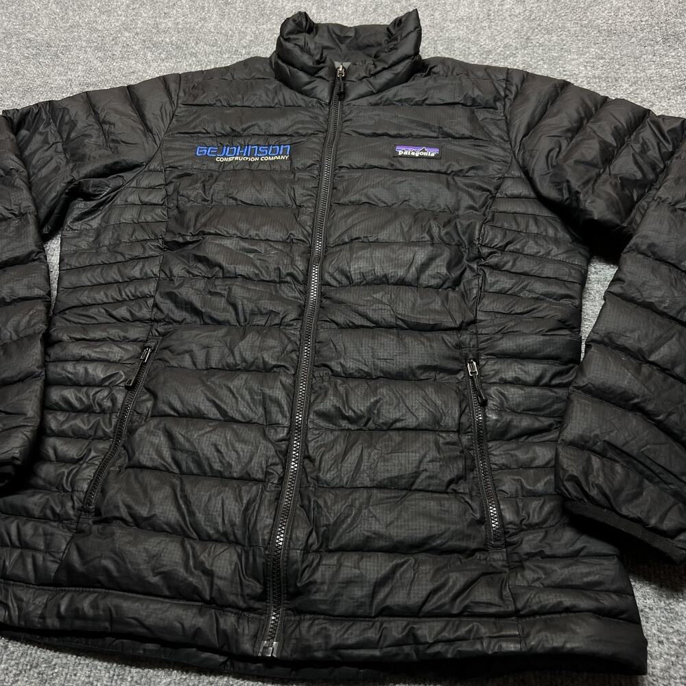 Patagonia Jacket Womens Medium Black Down Puffer Full Zip Logo - Picture 2 of 11